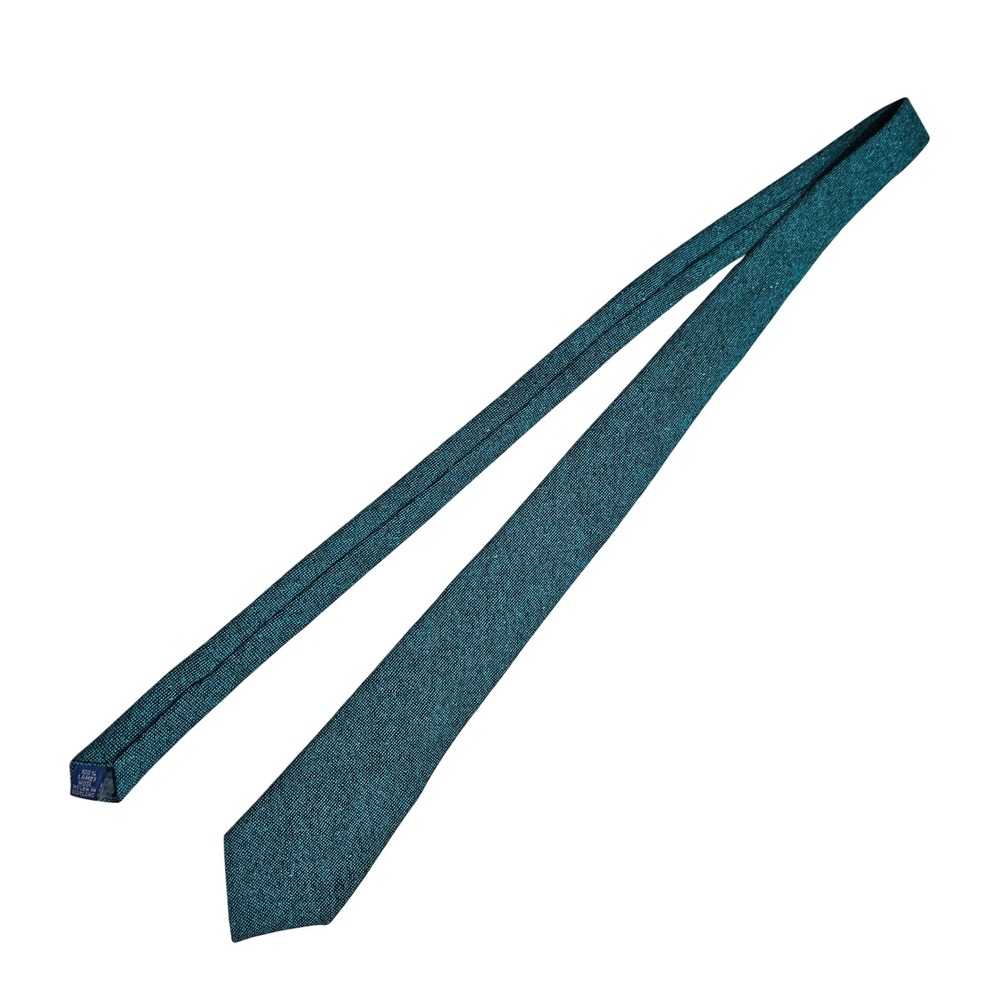 Cambridge Classics Tie Mens Teal Black Lambswool Woven Scotland Vintage